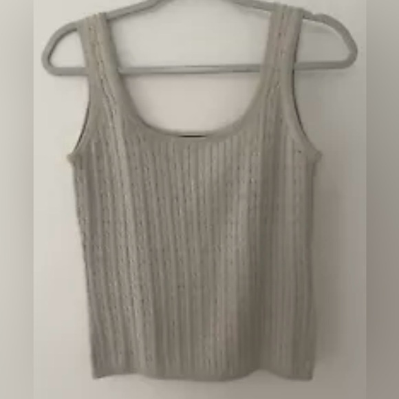 Mel And Lisa Sweater Set Size Large Coat And Sleeveless Shell Khaki Silk/Cotton - Picture 3 of 6